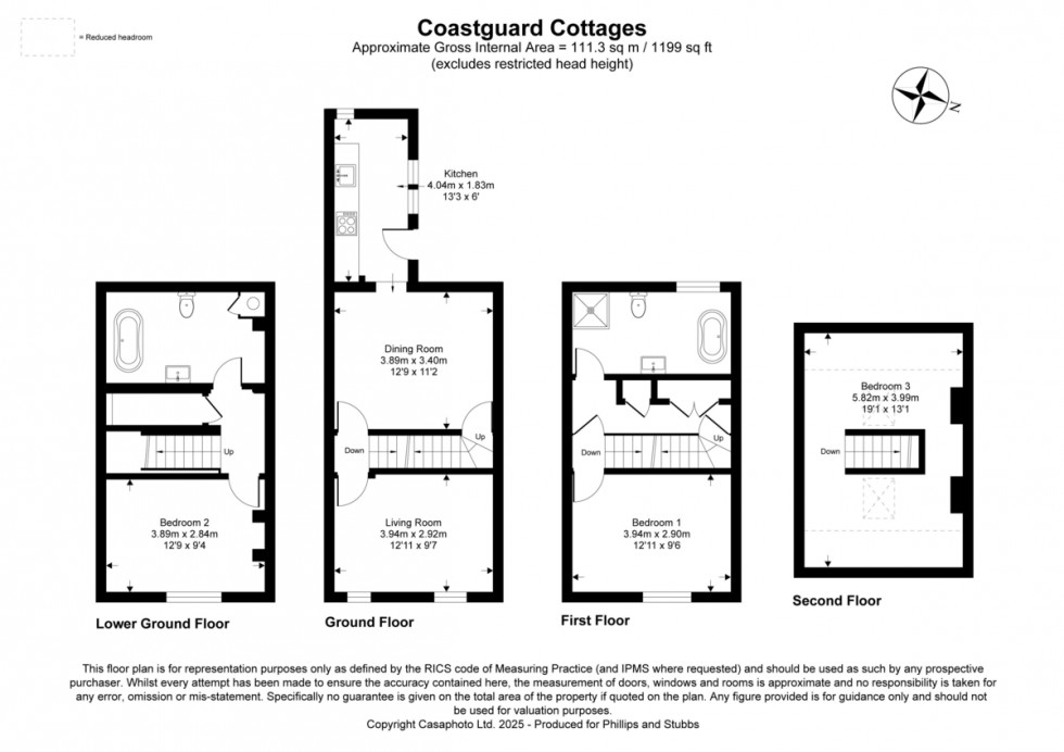 Floorplan for Coastguard Cottages, Jury's Gap, Camber, East Sussex TN31 7SG